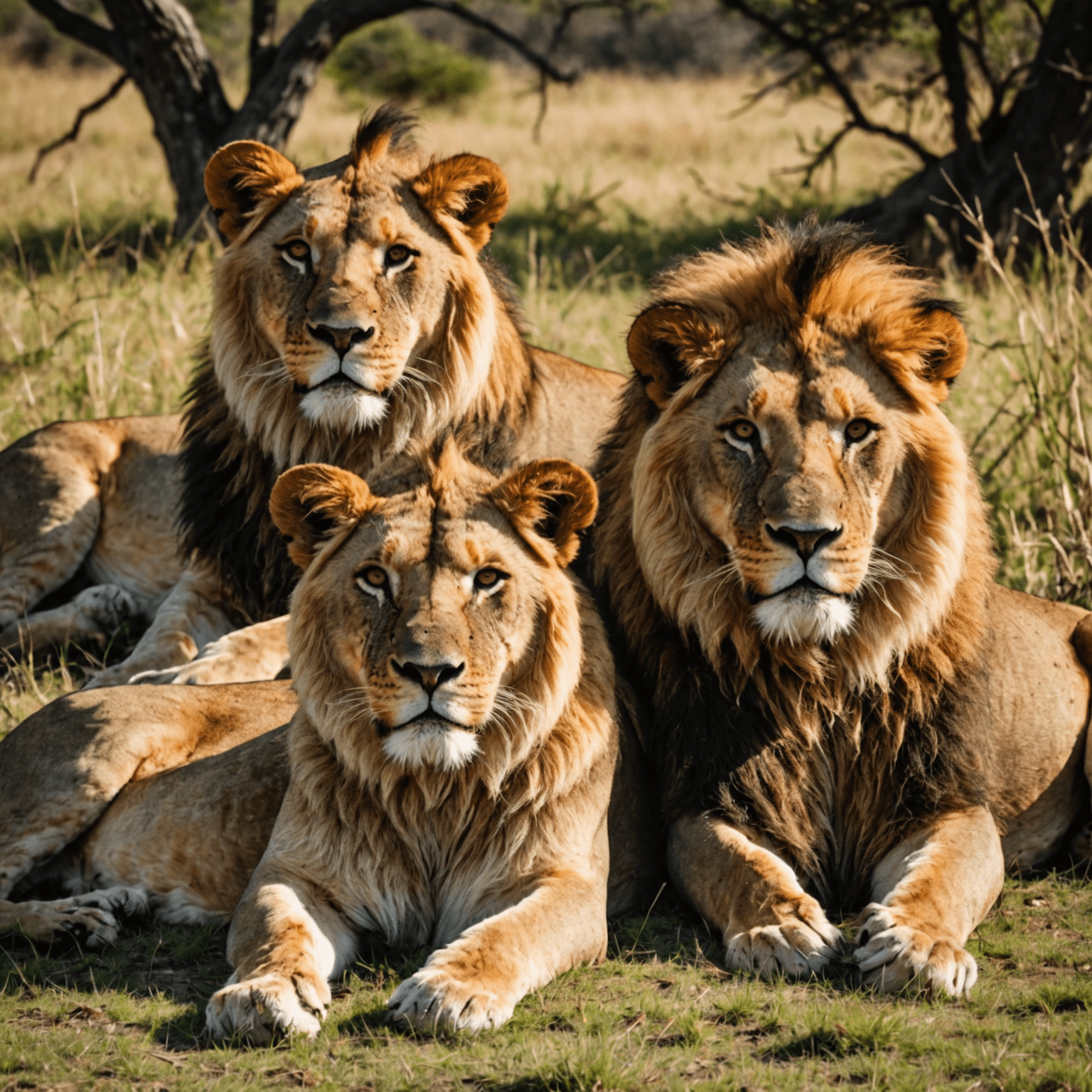 A pride of lions resting in the grass at Kruger National Park