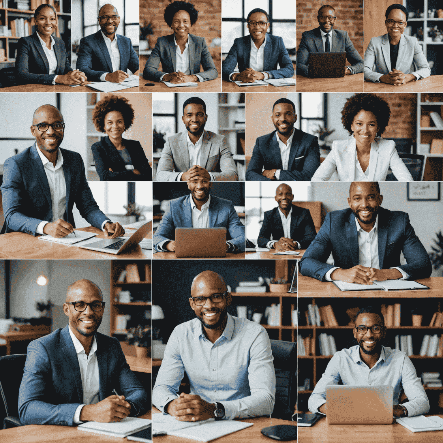 A collage of successful South African entrepreneurs in their workplaces